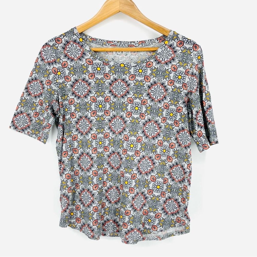 LOFT Medium Gray Floral Vintage Soft Tee